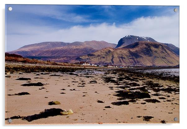 Ben Nevis from the Shore of Loch Linnhe Acrylic by Derek Beattie