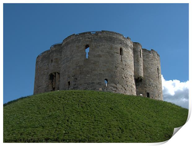 Clifford's Tower York historical building. Print by Robert Gipson