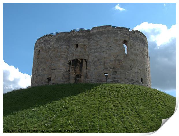Clifford's Tower York historical building. Print by Robert Gipson