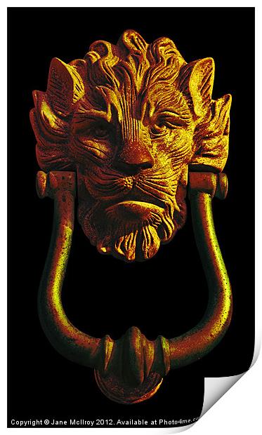 Lion Head Antique Door Knocker Print by Jane McIlroy