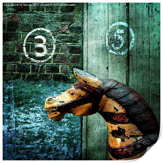 Junk Yard Rocking Horse Print by JG Mango