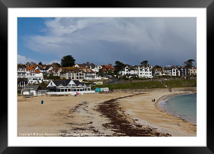 Gyllyngvase Beach and Cafe Framed Mounted Print by Brian Roscorla