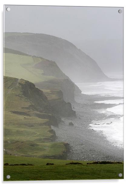 Misty Rugged North Devon Coast Acrylic by Mike Gorton