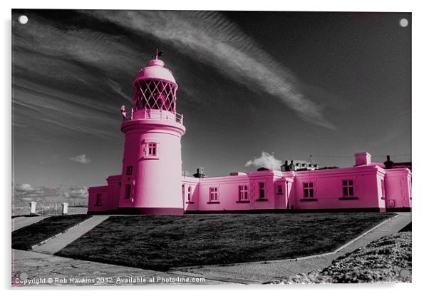 The Pink Lighthouse Acrylic by Rob Hawkins