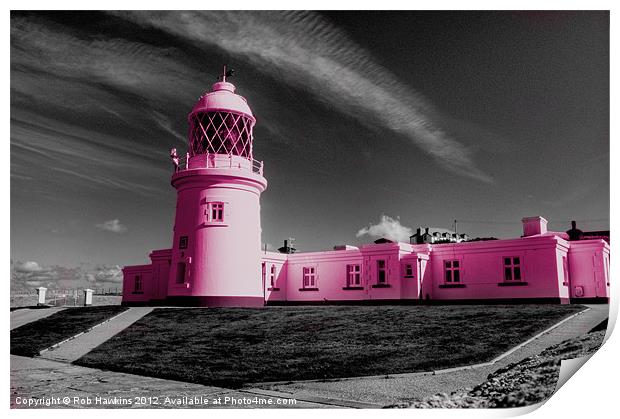 The Pink Lighthouse Print by Rob Hawkins