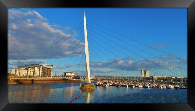 The Swansea Sail Bridge. Framed Print by Becky Dix