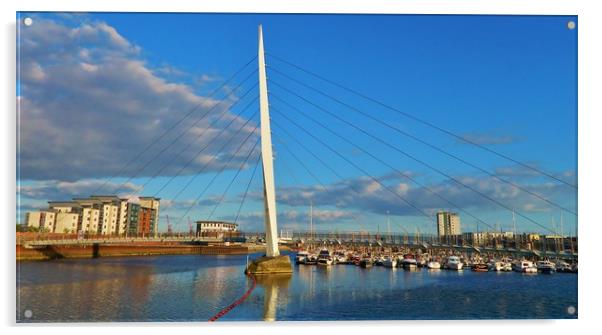 The Swansea Sail Bridge. Acrylic by Becky Dix