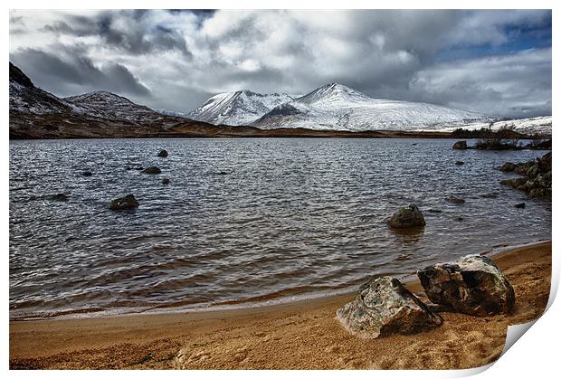 Black Mount Mountains Scotland in Winter Print by Derek Beattie
