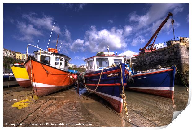 Fishing Boats at Tenby Print by Rob Hawkins