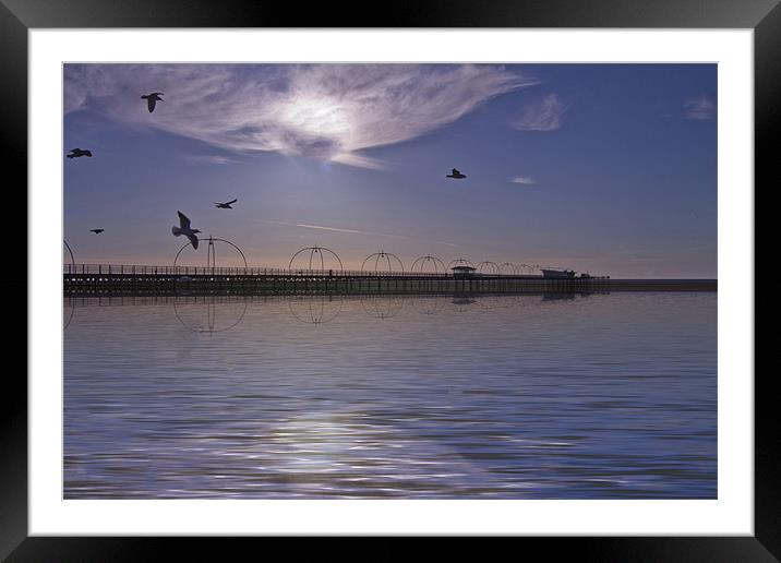 Southport Pier seaside Framed Mounted Print by David French