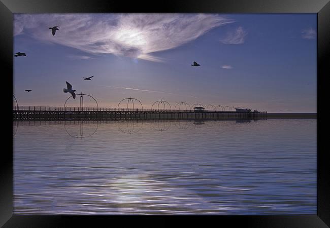 Southport Pier seaside Framed Print by David French