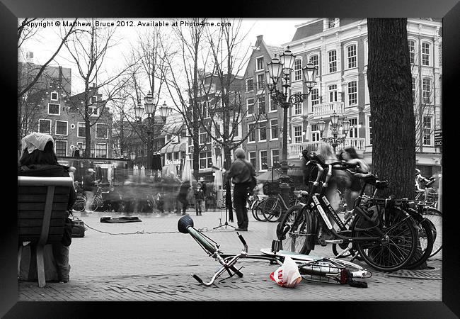 Green bike in Amsterdam Framed Print by Matthew Bruce