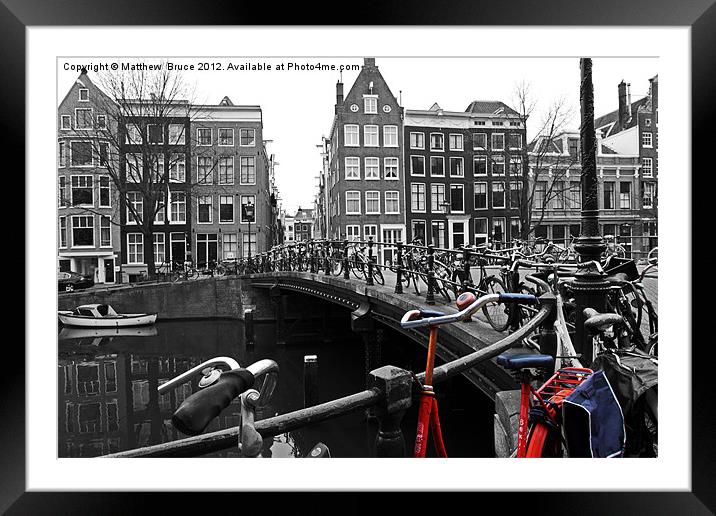 Red bike in Amsterdam Framed Mounted Print by Matthew Bruce