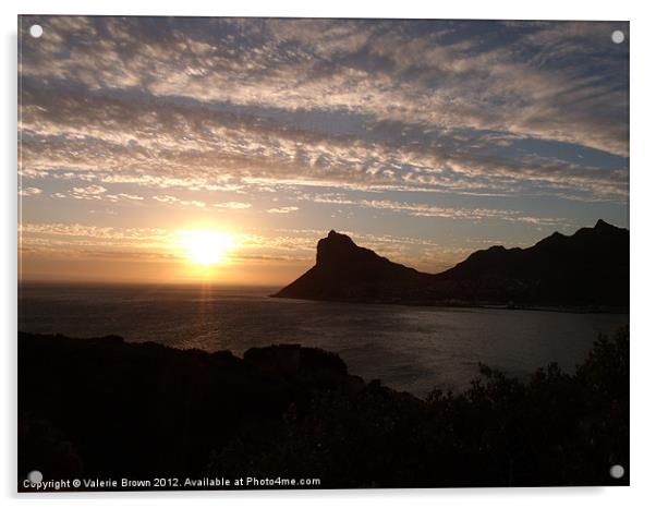 Sunset from Chapman's Peak Drive Acrylic by Valerie Brown