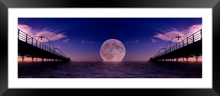 Southport Pier moon Framed Mounted Print by David French