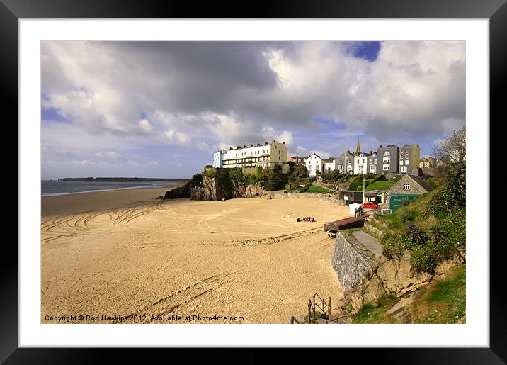 Castle beach at Tenby Framed Mounted Print by Rob Hawkins