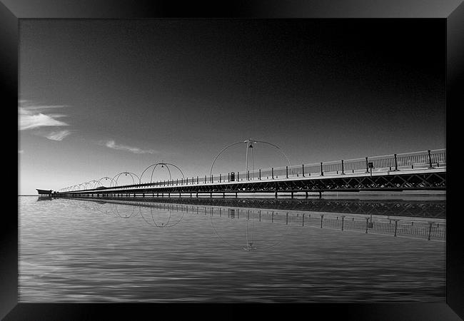 Southport Pier bw Framed Print by David French