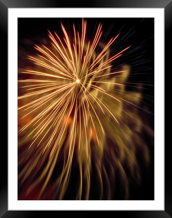 golden firework Framed Mounted Print by Heather Newton