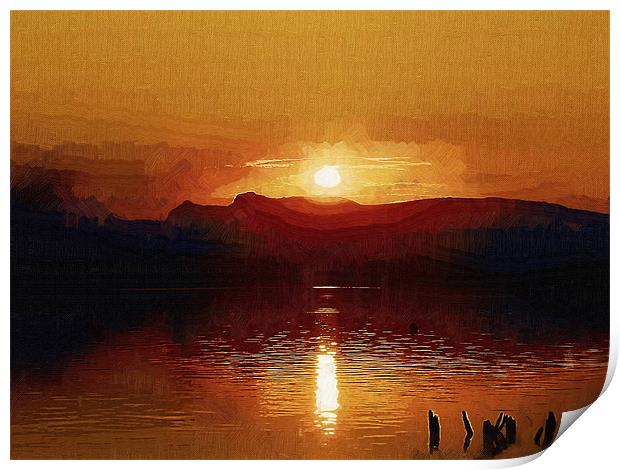 Sunset on Windermere Print by Amanda Moore