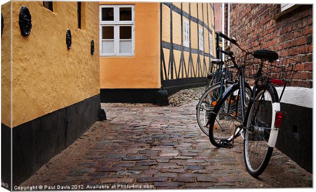 Bicycles in Ribe Canvas Print by Paul Davis