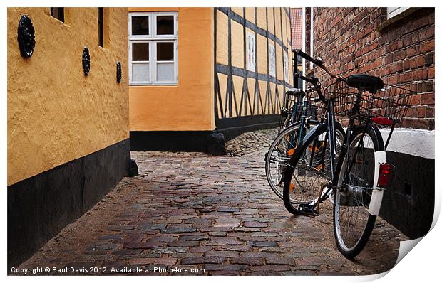 Bicycles in Ribe Print by Paul Davis
