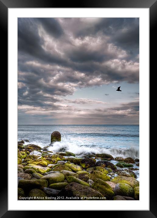 Stormy Beach Framed Mounted Print by Alice Gosling