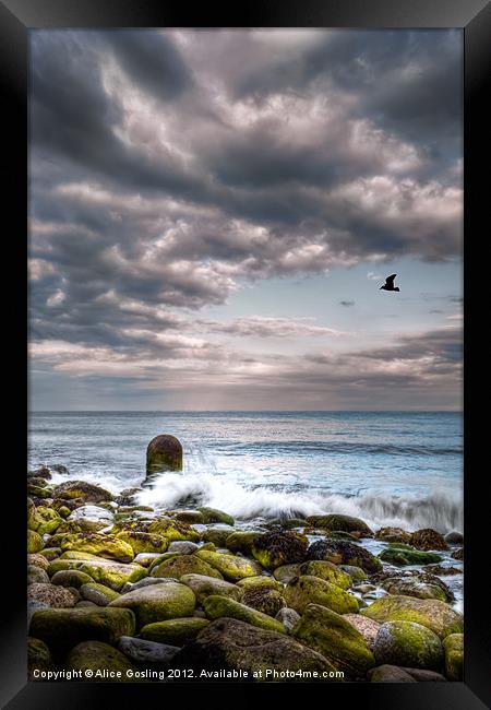 Stormy Beach Framed Print by Alice Gosling