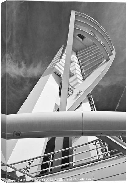 Spinnaker Tower, black and white Canvas Print by Alice Gosling