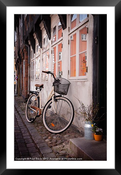 Bicycle in Ribe Framed Mounted Print by Paul Davis