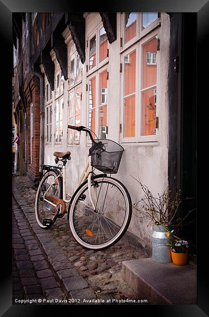 Bicycle in Ribe Framed Print by Paul Davis