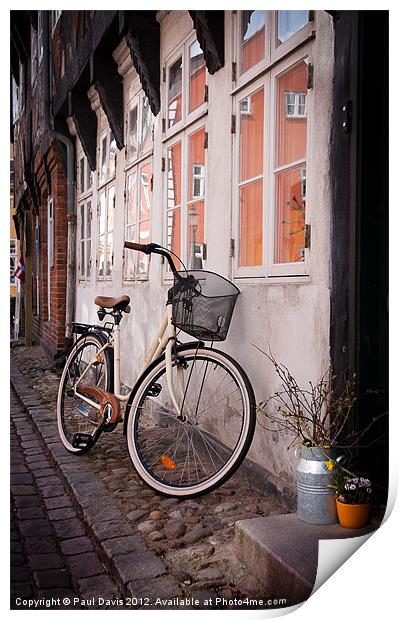 Bicycle in Ribe Print by Paul Davis