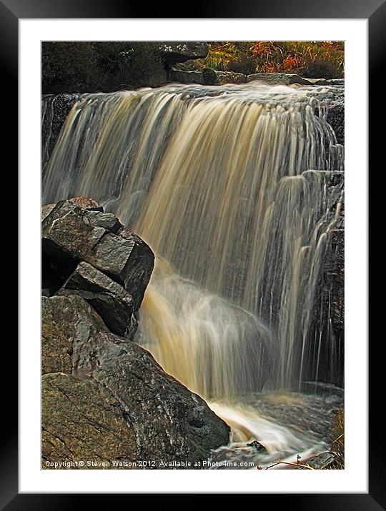 Hambleton Dyke Waterfall Framed Mounted Print by Steven Watson