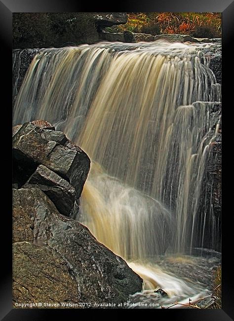 Hambleton Dyke Waterfall Framed Print by Steven Watson
