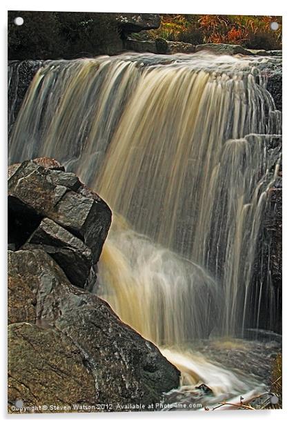 Hambleton Dyke Waterfall Acrylic by Steven Watson