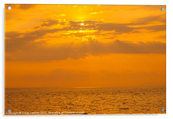 orange pacific ocean sunset Acrylic by Craig Lapsley
