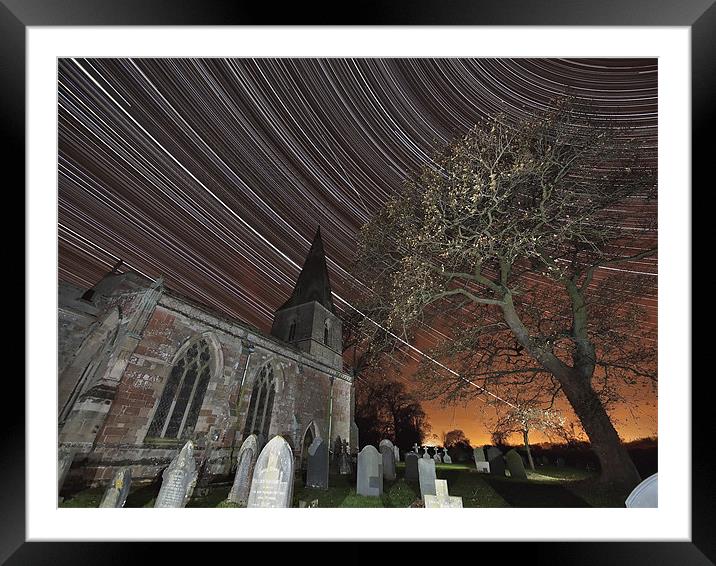 Haunting Startrail and church Framed Mounted Print by mark humpage