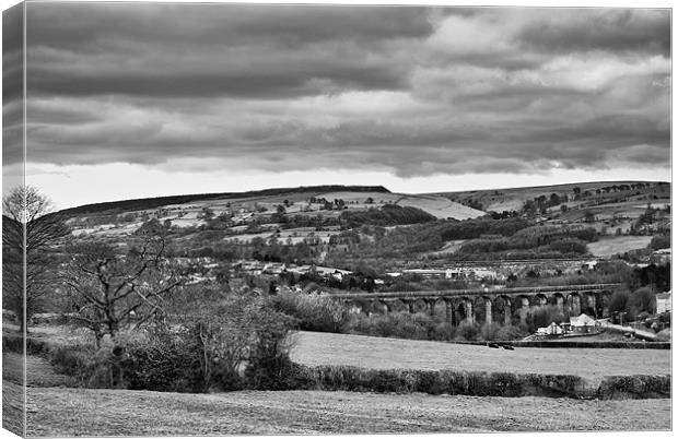 Hengoed Viaduct Mono Canvas Print by Steve Purnell