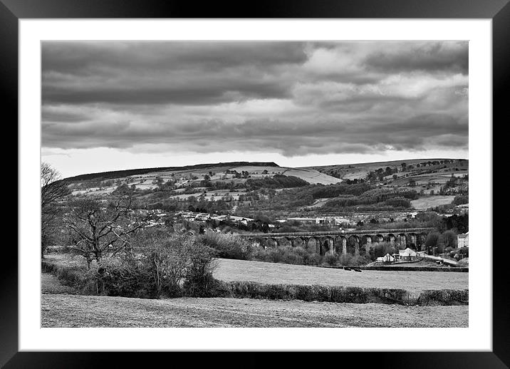 Hengoed Viaduct Mono Framed Mounted Print by Steve Purnell