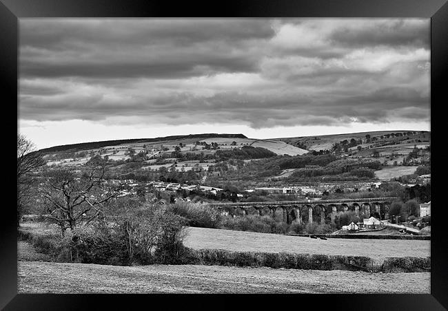 Hengoed Viaduct Mono Framed Print by Steve Purnell