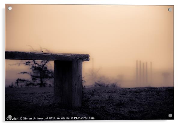 Bench on Wasteland Acrylic by Simon Underwood