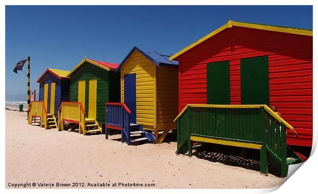 colourful beach huts Print by Valerie Brown