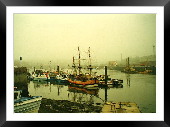 Whitby Harbour Framed Mounted Print by Debra Kelday