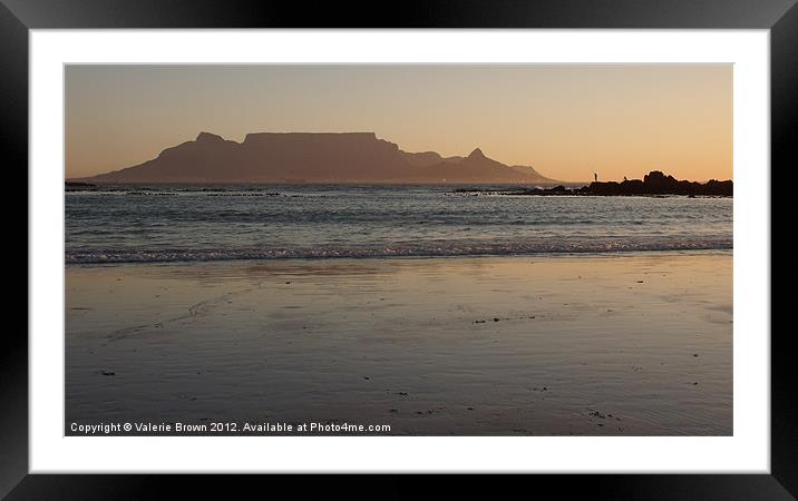 Table Mountain at dusk Framed Mounted Print by Valerie Brown