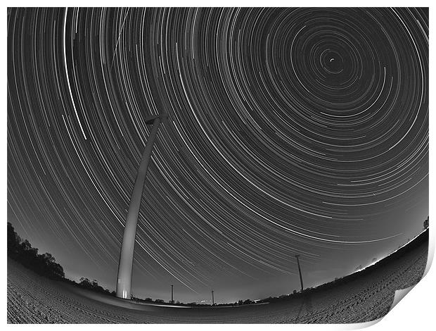 Wind turbine stars Print by mark humpage