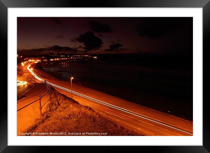 Seafront at Night Framed Mounted Print by Elizabeth Wilson-Stephen