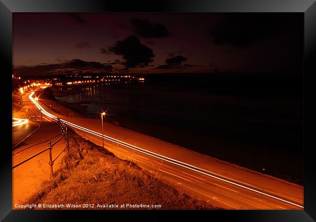 Seafront at Night Framed Print by Elizabeth Wilson-Stephen