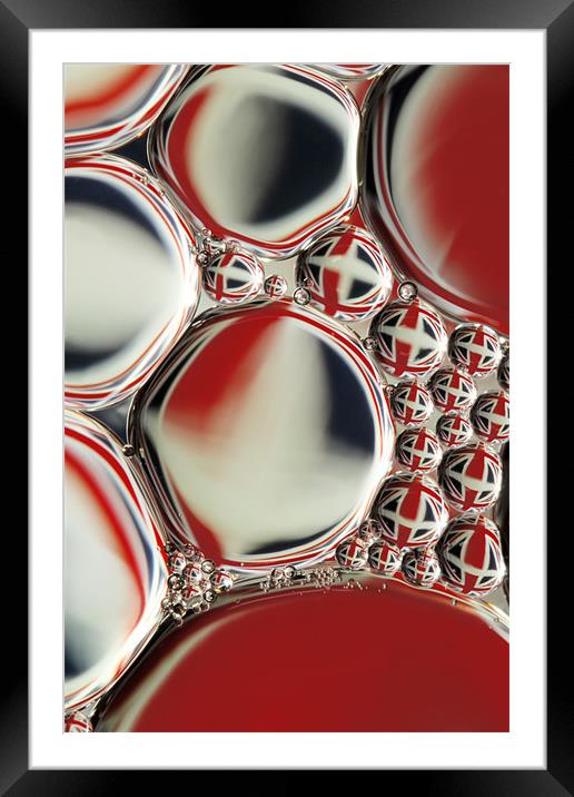 Patriotic Oil & Water Abstract Framed Mounted Print by Sharon Johnstone