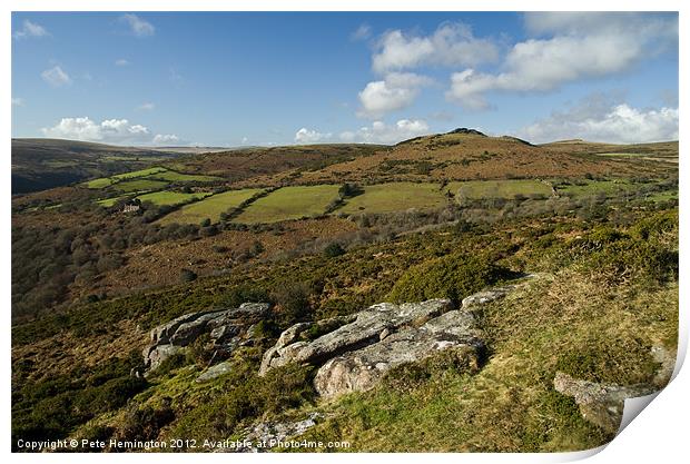 From Honeybag Tor to Easdon Tor Print by Pete Hemington