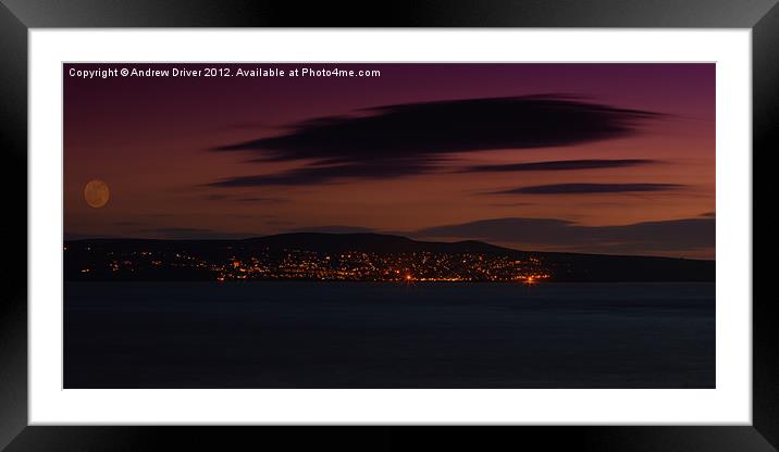 Moon over St ives Framed Mounted Print by Andrew Driver