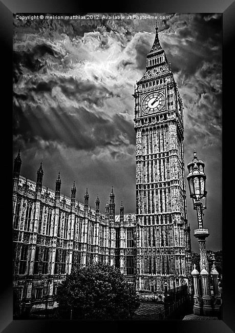 house of commons clock tower or big ben Framed Print by meirion matthias